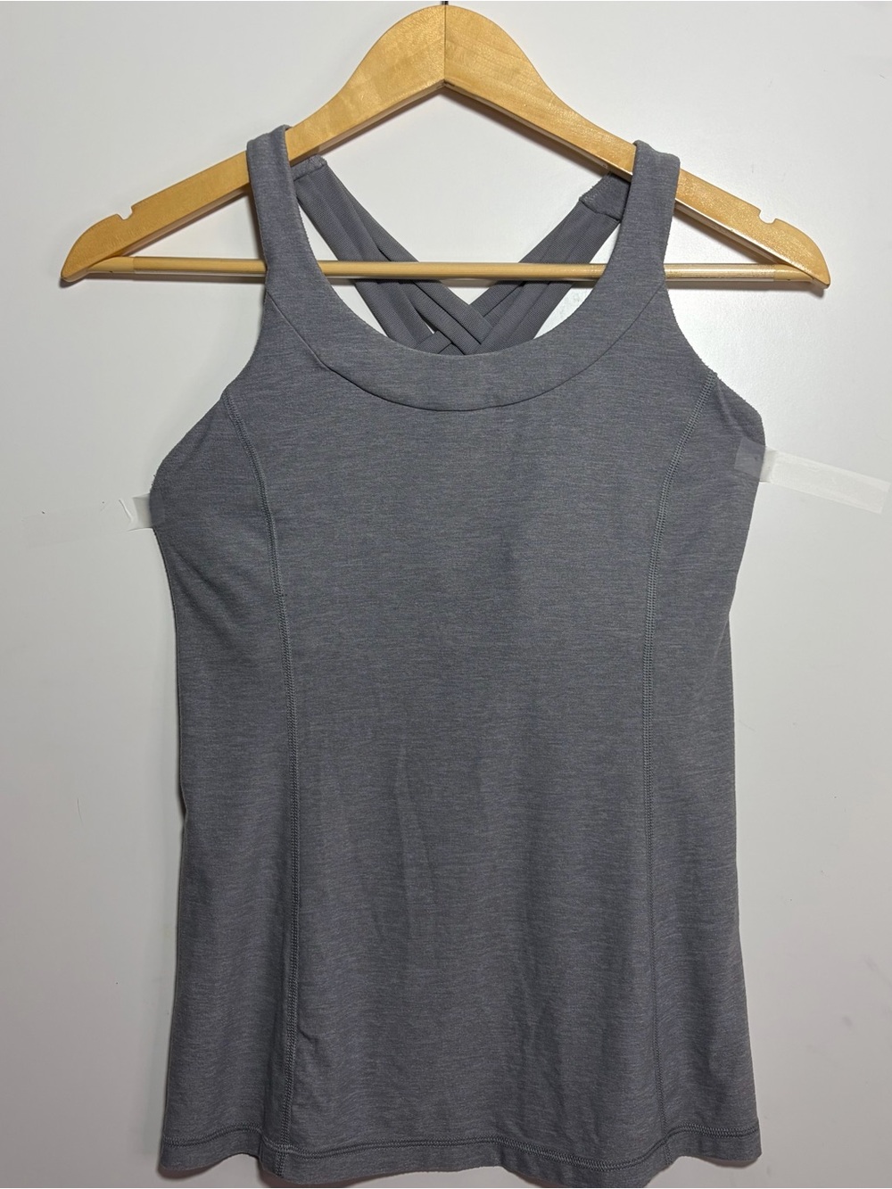Lululemon Criss Cross Back Tank Built-In Bra Size 6 Grey Yoga Top